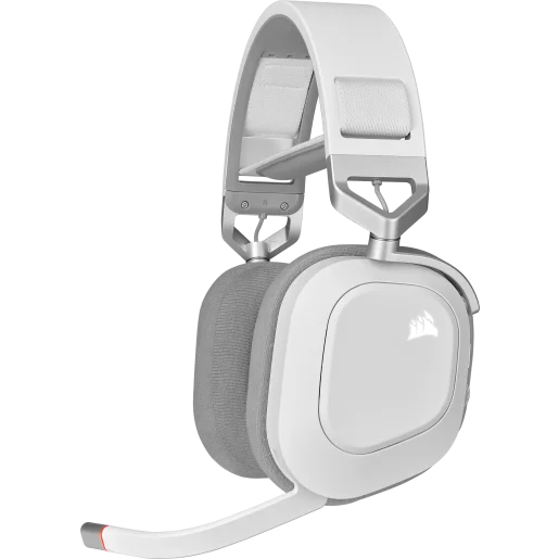 CORSAIR HS80 RGB WIRELESS Premium Gaming Headset with Spatial Audio - White