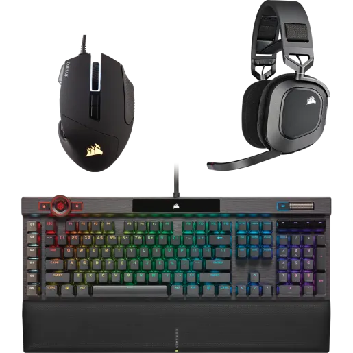 CORSAIR K100 OPX Keyboard + SCIMITAR ELITE Mouse + HS80 WIRELESS Headset