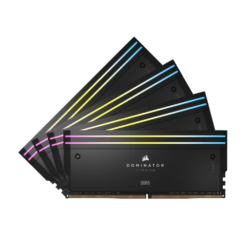 CORSAIR DOMINATOR® TITANIUM RGB 96GB (4x24GB) DDR5 DRAM 6000MT/s CL30 Intel XMP Memory Kit - Black
