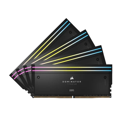 CORSAIR DOMINATOR® TITANIUM RGB 64GB (4x16GB) DDR5 DRAM 6400MT/s CL32 Intel XMP Memory Kit - Black