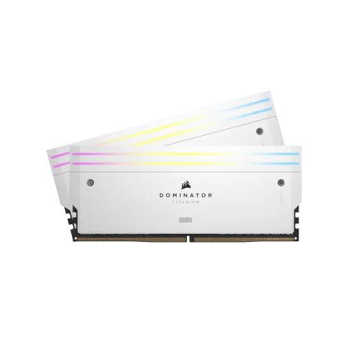 CORSAIR DOMINATOR® TITANIUM RGB 64GB (2x32GB) DDR5 DRAM 6400MT/s CL32 Intel XMP Memory Kit - White