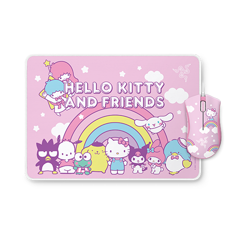 Razer DeathAdder Essential + Goliathus Mouse Mat Bundle - Hello Kitty and Friends Edition - Razer | Hello Kitty and Friends Edition - Limited Edition Mouse + Mat Bundle - Proven History of Performance - Ergonomic Form - Multi-Award Winning Tech